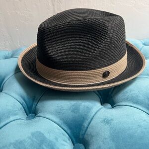 Dasmarca Summer Two Tone Crushable Hat Charcoal Florence Straw Fedora size XXL